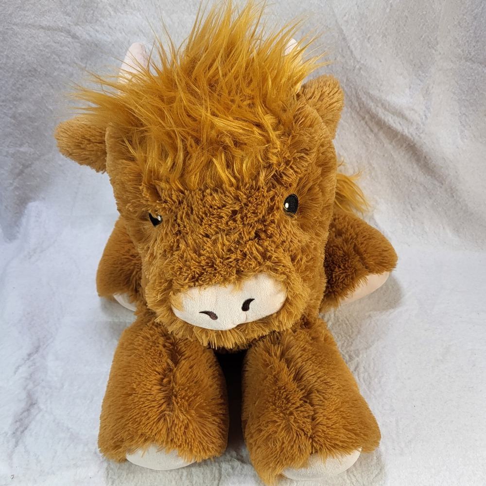 Fiesta Highland Cow Floppy Plush Stuffed Animal Shaggy Ginger Brown Large Toy